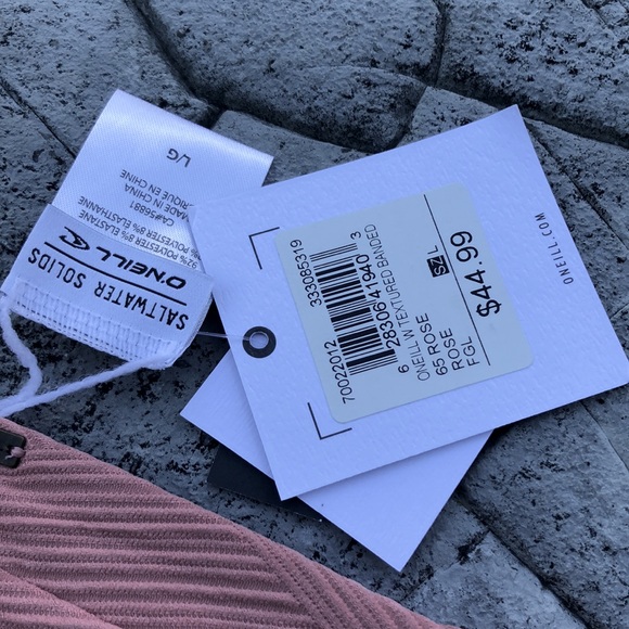 O’NEIL (L) Textured Banded Rose Saltwater Solids swim bottom - Picture 3 of 9